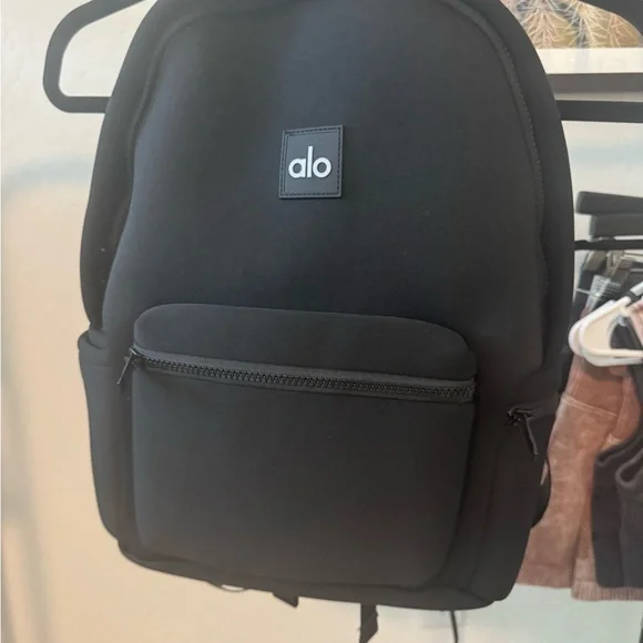 ALO Yoga Classic Black Backpack Original Alo Yoga Stow Backpack Black Neoprene with  main image 3